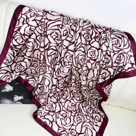Silk Floral Scarf Shawl – 90 × 90 cm detail