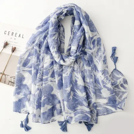 Women's Solid Color Floral Vintage Scarf Shawl – 180 × 88 cm