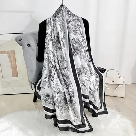 Silk Floral Printed Vintage Lightweight Scarf Shawl detail