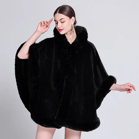 Faux Fur Knit Poncho detail