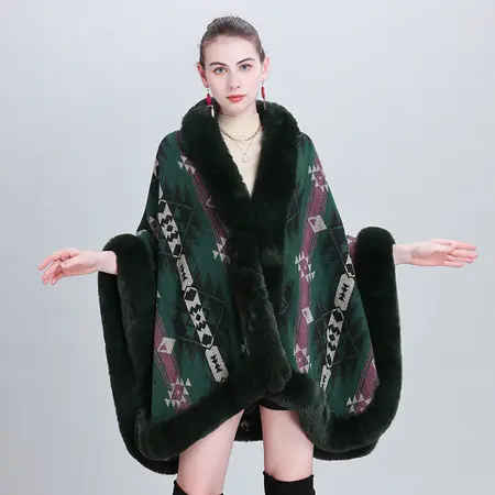 Jacquard Knit Poncho detail