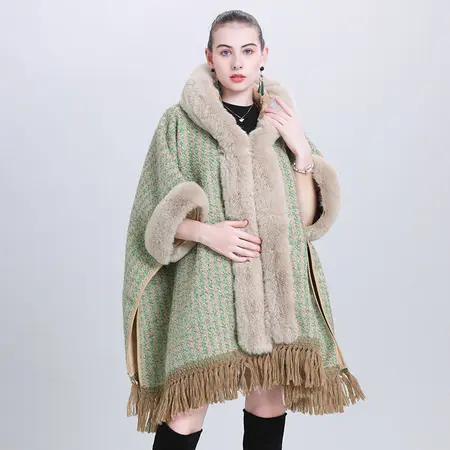Fringed Hooded Poncho detail