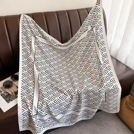 Twill Silk Striped Scarf Shawl – 90 × 90 cm detail