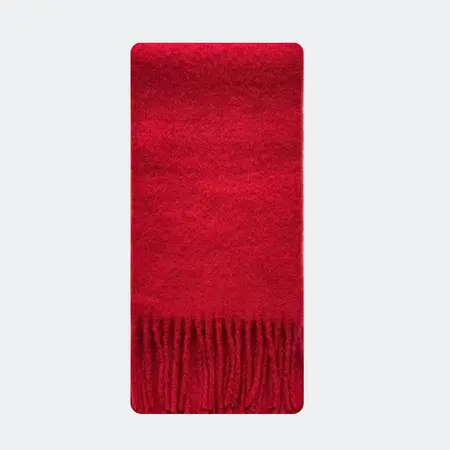 Women's 25% Wool Blend Solid Color Brushed Fringed Scarf Shawl – 220 × 26 cm detail