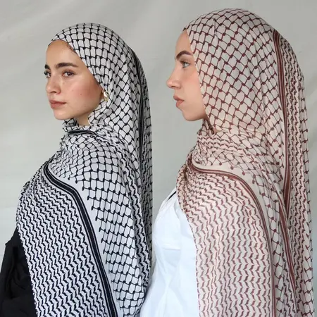 Chiffon Plaid Printed Hijab – 70 × 180 cm