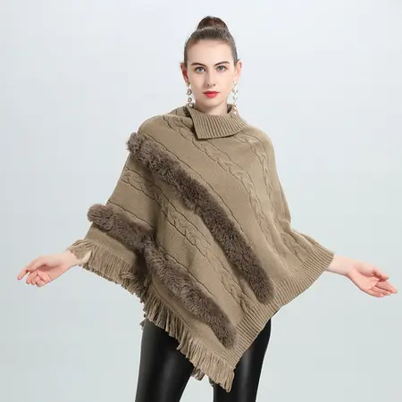Jacquard Knit Poncho detail