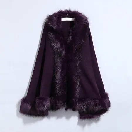 Faux Fur Knit Poncho detail