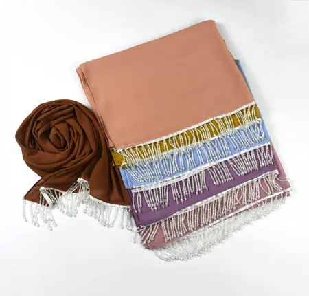 Chiffon Fringed Scarf Shawl – 70 × 170 cm detail