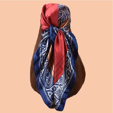 Colorblock Floral Scarf Shawl – 90 × 90 cm detail