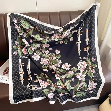 Women's Floral Scarf Shawl – 90 × 90 cm detail