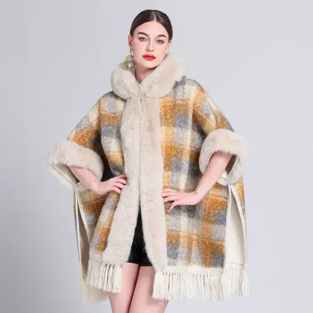 Fringed Hooded Poncho detail