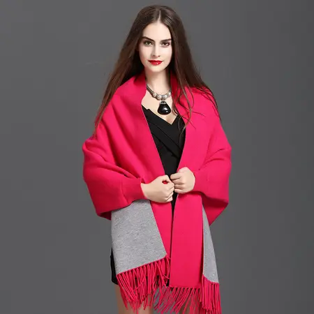 Knit Fringed Reversible Poncho detail