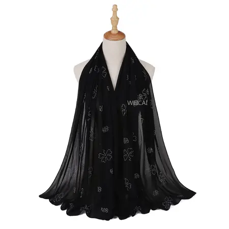 Chiffon Floral Scarf Shawl detail