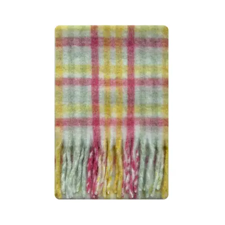 Women's Wool Blend Plaid Rainbow Scarf Shawl – 220 × 40 cm detail
