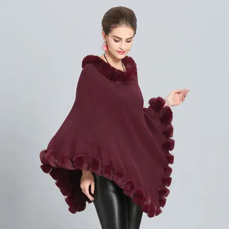 Faux Cashmere Knit Poncho detail