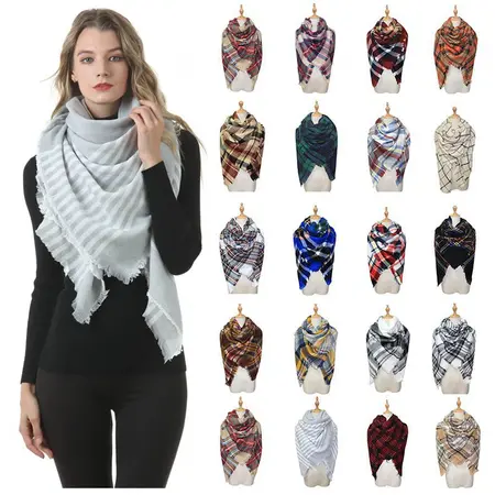 Faux Cashmere Plaid Scarf Shawl – 140 × 140 cm