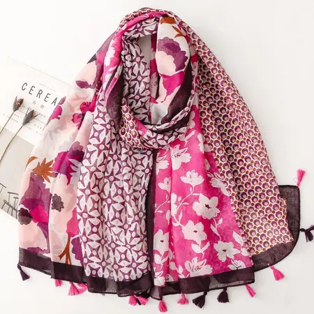 Cotton Colorblock Scarf Shawl – 180 × 88 cm