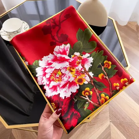Silk Vintage Scarf Shawl – 90 × 180cm
