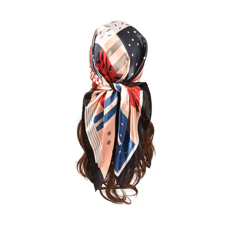 Silk Polka Dot Printed Scarf Shawl – 90 × 90 cm