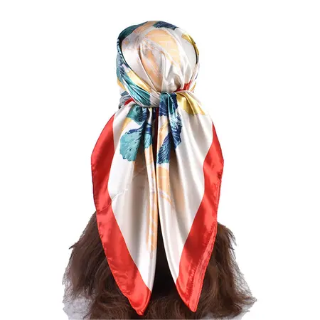 Silk Floral Printed Scarf Shawl – 90 × 90 cm detail