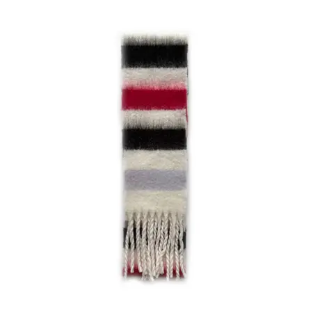 Women's 70% Wool Colorblock Striped Fringed Narrow Scarf Shawl – 220 × 14 cm detail