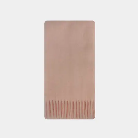Women's 57% Wool Blend Solid Color Fringed Scarf Shawl – 220 × 26 cm detail