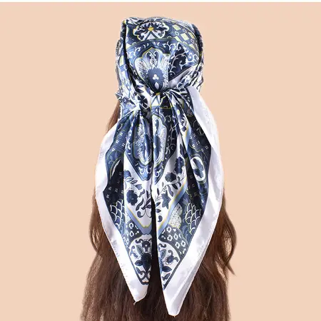 Silk Floral Scarf Shawl – 90 × 90 cm detail
