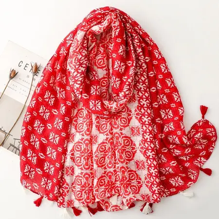 Geometric Fringed Scarf Shawl – 180 × 88 cm detail