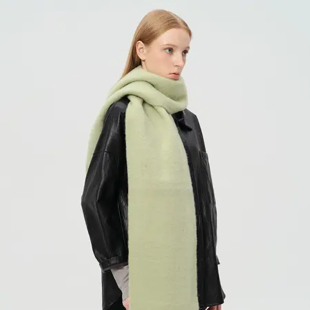 Women's 25% Wool Blend Solid Color Brushed Fringed Scarf Shawl – 220 × 26 cm detail