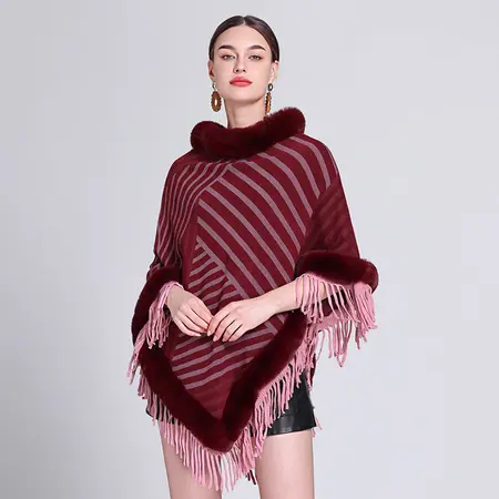 Knit Fringed Poncho detail