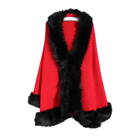 Faux Fur Knit Poncho detail