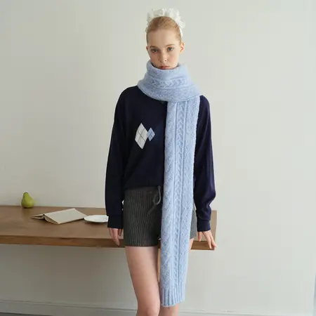 Women's 30% Wool Blend Knit Scarf Shawl – 180 × 30 cm detail