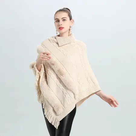 Jacquard Knit Poncho