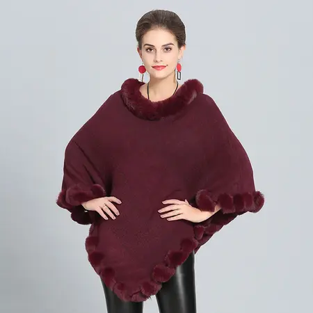 Faux Cashmere Knit Poncho detail