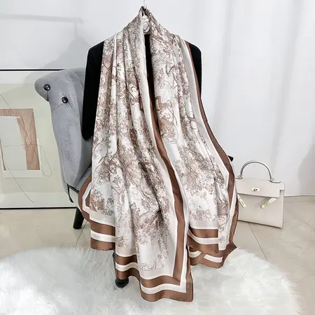 Silk Floral Printed Vintage Lightweight Scarf Shawl detail