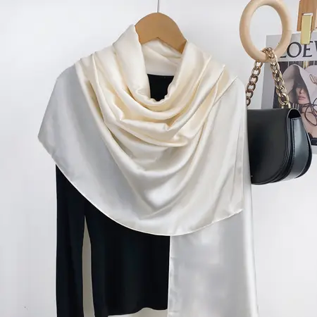 Silk Solid Color Headscarf – 90 × 180cm detail