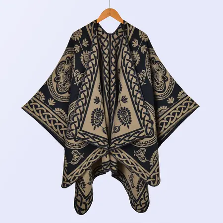 Faux Cashmere Jacquard Poncho – 130 × 150 cm detail