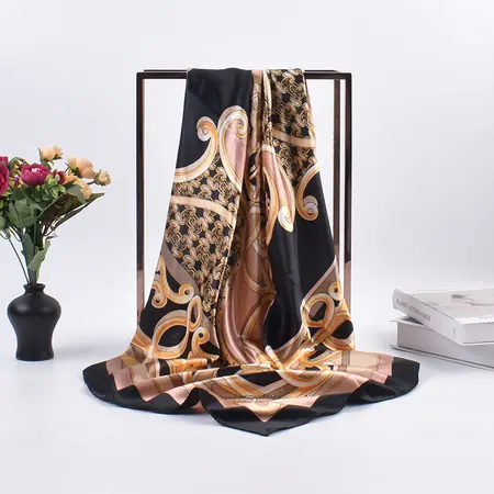 Women's Silk Scarf Shawl – 90 × 90 cm detail