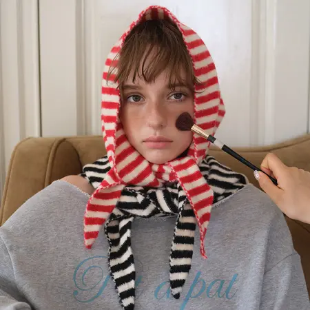 Women's 30% Wool Striped Scarf Shawl – 110 × 40 cm