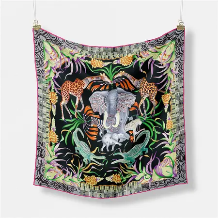 Silk Scarf Shawl – 90 × 90 cm detail