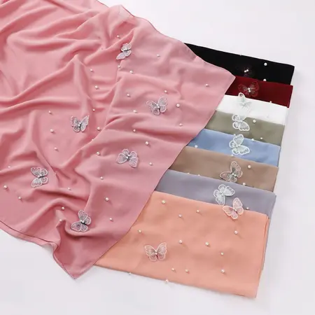 Chiffon Floral Hijab detail