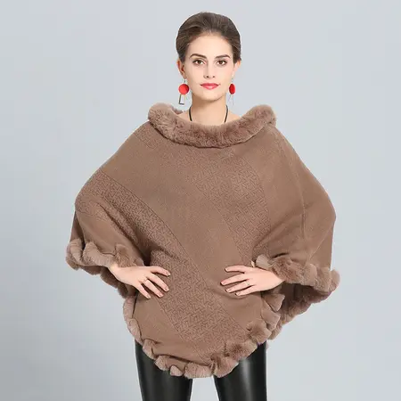 Faux Cashmere Knit Poncho detail
