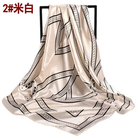 Women's Silk Striped Scarf Shawl – 90 × 90 cm detail