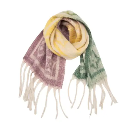 Jacquard Fringed Scarf Shawl – 185 × 40 cm + 15 cm fringe; 280 g per scarf detail