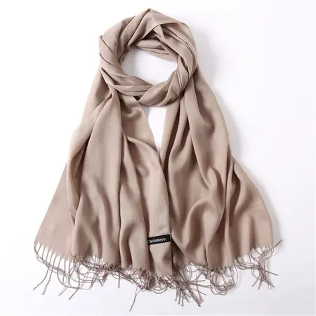 Women's Faux Cashmere Solid Color Lightweight Scarf Shawl – 200 × 70 cm detail