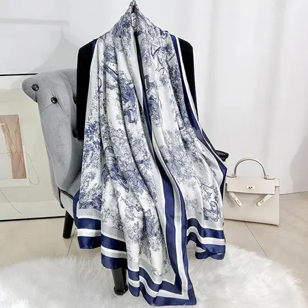 Silk Floral Printed Vintage Lightweight Scarf Shawl detail