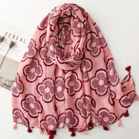 Floral Fringed Scarf Shawl – 180 × 88 cm detail
