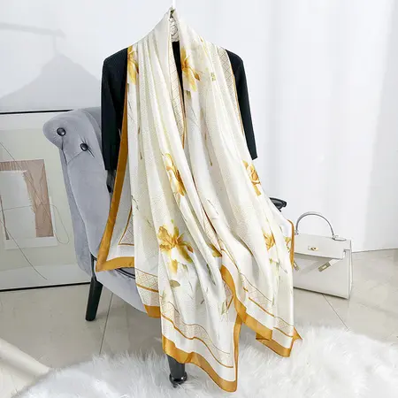 Silk Printed Lightweight Scarf Shawl detail