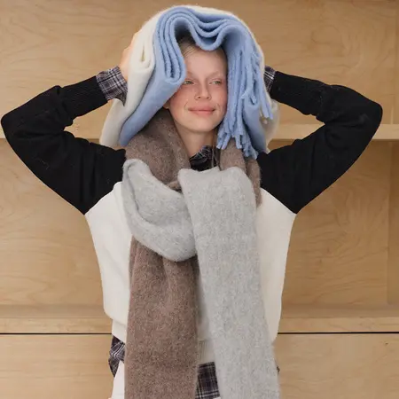 Women's Wool Blend Scarf Shawl – 210 × 32 cm