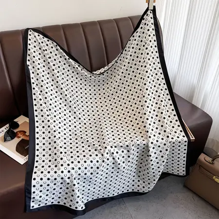 Women's Silk Polka Dot Scarf Shawl – 90 × 90 cm detail